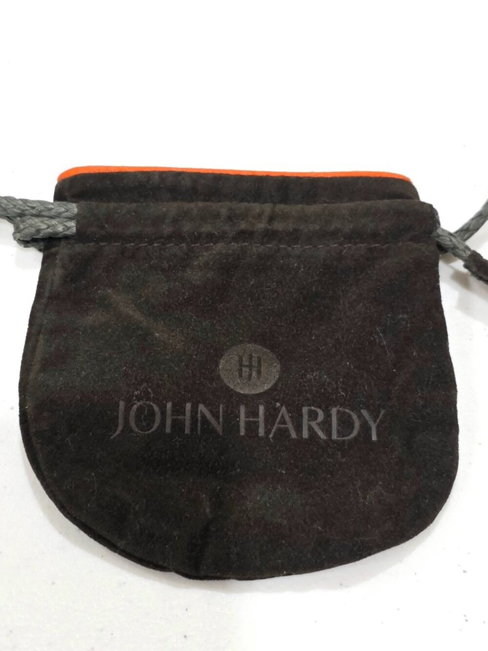 John Hardy Drawstring Jewelry Pouch - Brown with Orange Trim